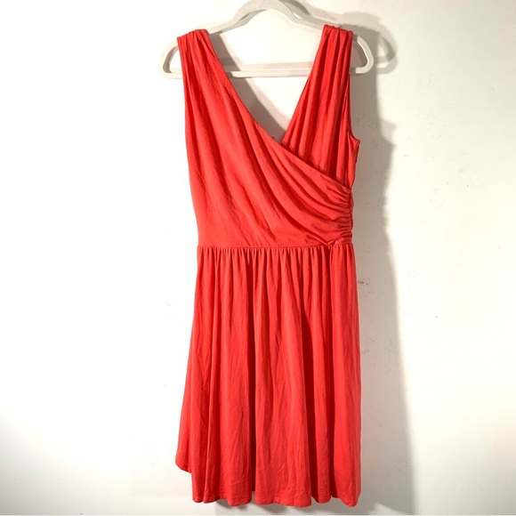 Garnet Hill Goddess Siren Knit Dress Coral Surplice - Picture 6 of 10